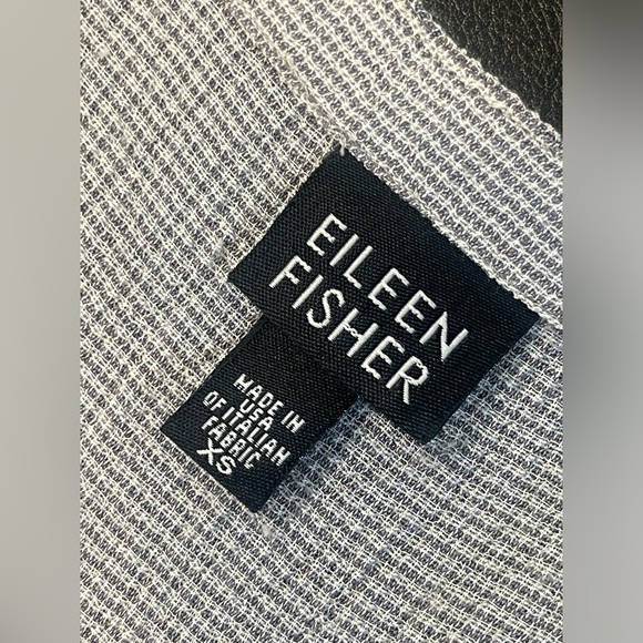 Eileen Fisher Textured Gray Stripe Crepe Rayon Button Down Midi Dress Size XS - Picture 3 of 6